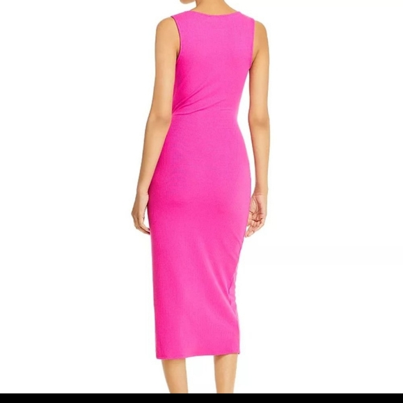 Fore Women's Fuchsia Ribbed Cutout MIDI Dress - Picture 2 of 2